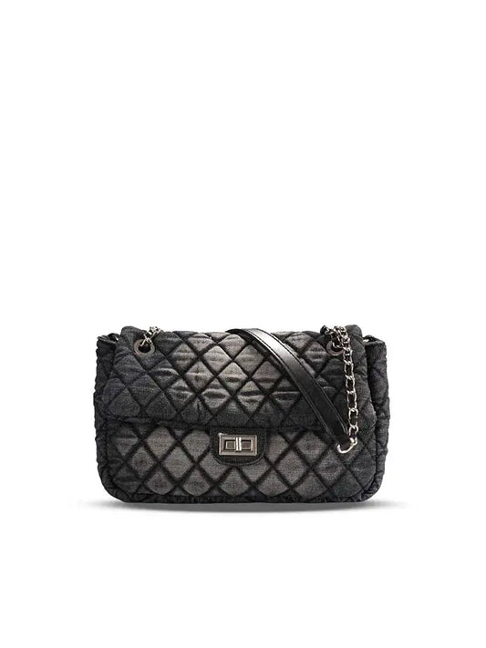 Oprana denim prošivena Crossbody torba s lancem