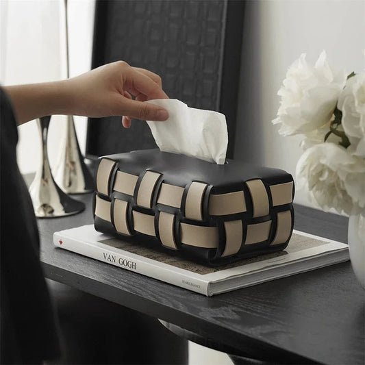 Nest Woven Koža Tissue Holder